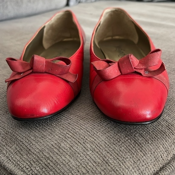 Yves Saint Laurent Vintage Red Ballet Small Heel Flat Size 5 - Picture 5 of 10